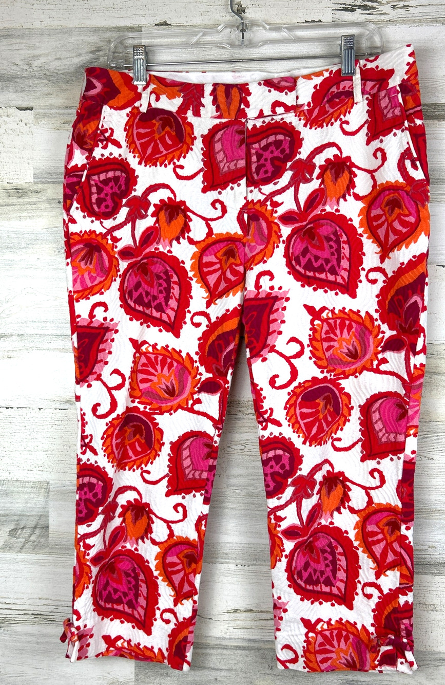 Kate Spade Womens 10 Floral Marti Palm Springs Slim Ankle Pants Resort Designer